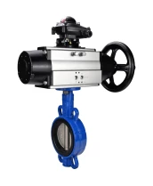 Затвор дисковый поворотный DN.ru WBV1432E-2W-Fb-H Ду150 Ру16, корпус - чугун GGG50, диск - нержавеющая сталь 316L, уплотнение - EPDM, с пневмоприводом DN.ru PA-DA-105-1 двойного действия, с БКВ APL-210N