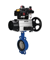 Затвор дисковый поворотный DN.ru WBV1413E-2W-Fb-H Ду150 Ру16, корпус - чугун GGG50, диск - чугун GGG40, уплотнение - EPDM, с пневмоприводом DN.ru PA-DA-105-1 двойного действия, пневмораспределителем 4М310-08 24В NAMUR, БКВ APL-410N EX, БПВ AFC2000