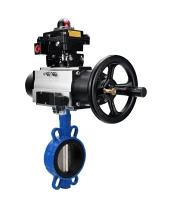 Затвор дисковый поворотный DN.ru WBV1413E-2W-Fb-H Ду150 Ру16, корпус - чугун GGG50, диск - чугун GGG40, уплотнение - EPDM, с пневмоприводом DN.ru PA-DA-105-1 двойного действия, пневмораспределителем 4М310-08 24В NAMUR, БКВ APL-410N EX