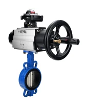 Затвор дисковый поворотный DN.ru WBV1413E-2W-Fb-H Ду150 Ру16, корпус - чугун GGG50, диск - чугун GGG40, уплотнение - EPDM, с пневмоприводом DN.ru PA-DA-105-1 двойного действия, с БКВ APL-210N