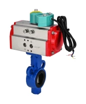 Затвор дисковый поворотный DN.ru WBV0232E-2W-Fb-H Ду25 Ру16 корпус - алюминиевый сплав, диск - нержавеющая сталь 316L, уплотнение - EPDM, с пневмоприводом PA-DA-065 и магнитным переключателем ALS200D
