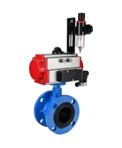 Затвор дисковый поворотный DN.ru WBV1313E-2W-F-H Ду100 Ру16 фланцевый, корпус - чугун GGG40, диск - чугун GGG40, уплотнение - EPDM, с пневмоприводом DN.ru PA-DA-105, пневмораспределителем DN.ru 4М310-08 24В NAMUR и БПВ DN.ru AFC2000