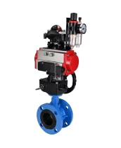 Затвор дисковый поворотный DN.ru WBV1313E-2W-F-H Ду100 Ру16 фланцевый, корпус - чугун GGG40, диск - чугун GGG40, EPDM, с пневмоприводом DN.ru PA-DA-105, пневмораспределителем 4М310-08 24В NAMUR, БКВ APL-210N, ручным дублером MON1-250-T26-ISO и БПВ AFC2000