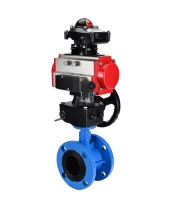 Затвор дисковый поворотный DN.ru WBV1313E-2W-F-H Ду200 Ру16 фланцевый, корпус - чугун GGG40, диск - чугун GGG40, EPDM, с пневмоприводом PA-DA-140, пневмораспределителем DN.ru 4М310-08 220В NAMUR, БКВ DN.ru APL-210N и ручным дублером DN.ru MON2-450-T28-ISO