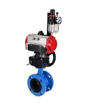 Затвор дисковый поворотный DN.ru WBV1313E-2W-F-H Ду100 Ру16 фланцевый, корпус - чугун GGG40, диск - чугун GGG40, EPDM, с пневмоприводом PA-DA-105, пневмораспределителем DN.ru 4М310-08 220В NAMUR, ручным дублером DN.ru MON1-250-T26-ISO и БПВ DN.ru AFC2000