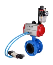 Затвор дисковый поворотный DN.ru WBV1313E-2W-F-H Ду100 Ру16 фланцевый, корпус - чугун GGG40, диск - чугун GGG40, уплотнение - EPDM, с пневмоприводом DN.ru PA-DA-105, пневмораспределителем DN.ru 4V320-10 220В и БПВ DN.ru AFC2000