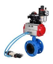 Затвор дисковый поворотный DN.ru WBV1313E-2W-F-H Ду100 Ру16 фланцевый, корпус - чугун GGG40, диск - чугун GGG40, EPDM, с пневмоприводом DN.ru PA-DA-105, пневмораспределителем DN.ru 4V320-10 220В, БКВ DN.ru APL-210N и БПВ DN.ru AFC2000