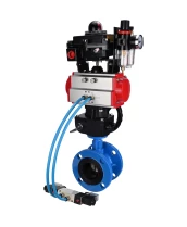 Затвор дисковый поворотный DN.ru WBV1313E-2W-F-H Ду100 Ру16 фланцевый, корпус - чугун GGG40, диск - чугун GGG40, EPDM, с пневмоприводом DN.ru PA-DA-105, пневмораспределителем 4V320-10 220В, БКВ APL-410N EX, ручным дублером MON1-250-T26-ISO и БПВ AFC2000