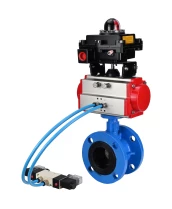 Затвор дисковый поворотный DN.ru WBV1313E-2W-F-H Ду100 Ру16 фланцевый, корпус - чугун GGG40, диск - чугун GGG40, уплотнение - EPDM, с пневмоприводом DN.ru PA-DA-105, пневмораспределителем DN.ru 4V320-10 220В и БКВ DN.ru APL-410N EX