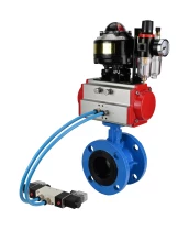 Затвор дисковый поворотный DN.ru WBV1313E-2W-F-H Ду100 Ру16 фланцевый, корпус - чугун GGG40, диск - чугун GGG40, EPDM, с пневмоприводом DN.ru PA-DA-105, пневмораспределителем DN.ru 4V320-10 220В, БКВ DN.ru APL-510N EX и БПВ DN.ru AFC2000