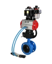 Затвор дисковый поворотный DN.ru WBV1313E-2W-F-H Ду100 Ру16 фланцевый, корпус - чугун GGG40, диск - чугун GGG40, EPDM, с пневмоприводом DN.ru PA-DA-105, пневмораспределителем 4V320-10 220В, БКВ APL-510N EX, ручным дублером MON1-250-T26-ISO и БПВ AFC2000