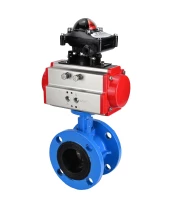 Затвор дисковый поворотный DN.ru WBV1313E-2W-F-H Ду100 Ру16 фланцевый, корпус - чугун GGG40, диск - чугун GGG40, уплотнение - EPDM, с пневмоприводом DN.ru PA-DA-105 и БКВ DN.ru APL-210N