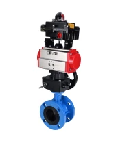 Затвор дисковый поворотный DN.ru WBV1313E-2W-F-H Ду100 Ру16 фланцевый, корпус - чугун GGG40, диск - чугун GGG40, уплотнение - EPDM, с пневмоприводом DN.ru PA-DA-105, БКВ DN.ru APL-410N EX и ручным дублером DN.ru MON1-250-T26-ISO