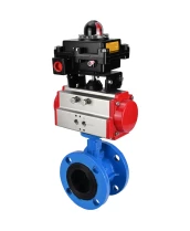 Затвор дисковый поворотный DN.ru WBV1313E-2W-F-H Ду100 Ру16 фланцевый, корпус - чугун GGG40, диск - чугун GGG40, уплотнение - EPDM, с пневмоприводом DN.ru PA-DA-105 и БКВ DN.ru APL-410N EX