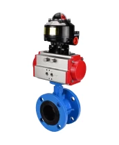 Затвор дисковый поворотный DN.ru WBV1313E-2W-F-H Ду50 Ру16 фланцевый, корпус - чугун GGG40, диск - чугун GGG40, уплотнение - EPDM, с пневмоприводом DN.ru PA-DA-105 и БКВ DN.ru APL-510N EX