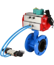 Затвор дисковый поворотный DN.ru WBV1331E-2W-F-H Ду100 Ру16 корпус - чугун GGG40, диск - нержавеющая сталь 304, уплотнение - EPDM, с пневмоприводом PA-DA-105, пневмораспределителем 4V320-08 220В и магнитным переключателем ALS200D