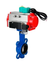 Затвор дисковый поворотный DN.ru WBV1413E-2W-Fb-H Ду100 Ру16 корпус - чугун GGG50, диск - чугун GGG40, уплотнение - EPDM, с пневмоприводом PA-DA-083, пневмораспределителем 4M310-08 220В и магнитным переключателем ALS200D
