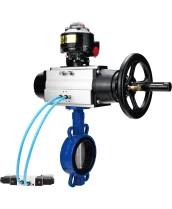 Затвор дисковый поворотный DN.ru WBV1432E-2W-Fb-H Ду150 Ру16, корпус - чугун GGG50, диск - нержавеющая сталь 316L, уплотнение - EPDM, с пневмоприводом DN.ru PA-DA-105-1 двойного действия, с пневмораспределителем 4V320-10 220В, с БКВ APL-510N-EX