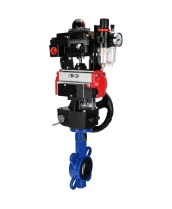 Затвор дисковый поворотный DN.ru WBV1432N-2W-Fb-H Ду150 Ру16, чугун GGG50, нержавеющая сталь 316L, NBR, с пневмоприводом PA-DA-105, пневмораспределителем 4М310-08 220В NAMUR, БКВ APL-410N EX, ручным дублером MON3-700-T38-ISO и БПВ AFC2000