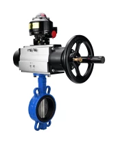 Затвор дисковый поворотный DN.ru WBV1432N-2W-Fb-H Ду125 Ру16, корпус - чугун GGG50, диск - нержавеющая сталь 316L, уплотнение - NBR, с пневмоприводом DN.ru PA-DA-105-1 двойного действия, с БКВ APL-510N-EX