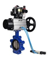 Затвор дисковый поворотный DN.ru WBV1616N-2W-Fb-H Ду125 Ру16 LUG корпус - чугун QT450, диск - чугун QT450, уплотнение - NBR, с пневмоприводом DN.ru PA-DA-105-1, пневмораспределителем 4V320-08 220В, БКВ APL-510N EX и БПВ AFC2000
