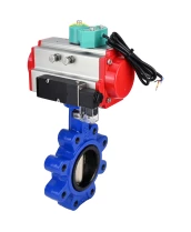 Затвор дисковый поворотный DN.ru WBV1616E-2W-Fb-H Ду100 Ру16 LUG корпус - чугун QT450, диск - чугун QT450, уплотнение - EPDM, с пневмоприводом PA-DA-083, пневмораспределителем 4M310-08 220В и магнитным переключателем ALS200D