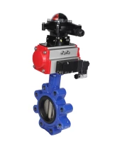 Затвор дисковый поворотный DN.ru WBV1616E-2W-Fb-H Ду50 Ру16 LUG корпус - чугун QT450, диск - чугун QT450, уплотнение - EPDM, с пневмоприводом DN.ru PA-DA-065, пневмораспределителем 4M310-08 24В и БКВ APL-210N