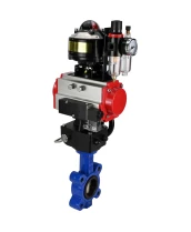 Затвор дисковый поворотный DN.ru WBV1616N-2W-Fb-H Ду50 Ру16 LUG корпус - чугун QT450, диск - чугун QT450, уплотнение - NBR, с пневмоприводом DN.ru PA-DA-065, пневмораспределителем 4M310-08 220В, БКВ APL-510N EX, редуктором MON1-250-T26-ISO и БПВ AFC2000