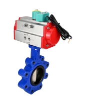 Затвор дисковый поворотный DN.ru WBV1616E-2W-Fb-H Ду100 Ру16 LUG корпус - чугун QT450, диск - чугун QT450, уплотнение - EPDM, с пневмоприводом PA-DA-083 и магнитным переключателем ALS200D