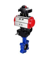Затвор дисковый поворотный DN.ru WBV1616E-2W-Fb-H Ду50 Ру16 LUG корпус - чугун QT450, диск - чугун QT450, уплотнение - EPDM, с пневмоприводом DN.ru PA-DA-065, БКВ APL-210N и редуктором MON1-250-T26-ISO