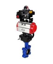 Затвор дисковый поворотный DN.ru WBV1616E-2W-Fb-H Ду50 Ру16 LUG корпус - чугун QT450, диск - чугун QT450, уплотнение - EPDM, с пневмоприводом DN.ru PA-DA-065, БКВ APL-410N EX и редуктором MON1-250-T26-ISO