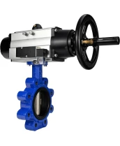 Затвор дисковый поворотный DN.ru WBV1616N-2W-Fb-H Ду125 Ру16 LUG корпус - чугун QT450, диск - чугун QT450, уплотнение - NBR, с пневмоприводом DN.ru PA-DA-105-1 и пневмораспределителем 4М310-08 220В NAMUR