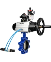 Затвор дисковый поворотный DN.ru WBV1616N-2W-Fb-H Ду125 Ру16 LUG корпус - чугун QT450, диск - чугун QT450, уплотнение - NBR, с пневмоприводом DN.ru PA-DA-105-1, пневмораспределителем 4V320-08 220В, БКВ APL-210N и БПВ AFC2000