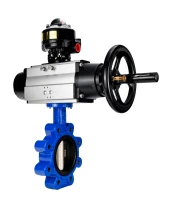 Затвор дисковый поворотный DN.ru WBV1616N-2W-Fb-H Ду125 Ру16 LUG корпус - чугун QT450, диск - чугун QT450, уплотнение - NBR, с пневмоприводом DN.ru PA-DA-105-1 и БКВ APL-510N EX