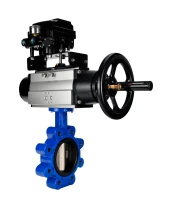 Затвор дисковый поворотный DN.ru WBV1616N-2W-Fb-H Ду125 Ру16 LUG корпус - чугун QT450, диск - чугун QT450, уплотнение - NBR, с пневмоприводом DN.ru PA-DA-105-1 и позиционером YT-1000RSN без обратной связи