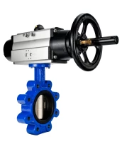 Затвор дисковый поворотный DN.ru WBV1616N-2W-Fb-H Ду125 Ру16 LUG корпус - чугун QT450, диск - чугун QT450, уплотнение - NBR, с пневмоприводом DN.ru PA-DA-105-1