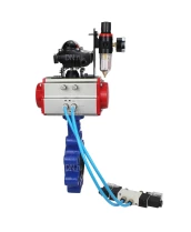 Затвор дисковый поворотный DN.ru WBV1616E-2W-Fb-H Ду65 Ру16 LUG корпус - чугун QT450, диск - чугун QT450, уплотнение - EPDM, с пневмоприводом DN.ru PA-DA-065, пневмораспределителем 4V320-08 220В, БКВ APL-210N и БПВ AFC2000