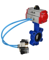 Затвор дисковый поворотный DN.ru WBV1616N-2W-Fb-H Ду50 Ру16 LUG корпус - чугун QT450, диск - чугун QT450, уплотнение - NBR, с пневмоприводом DN.ru PA-DA-065 и пневмораспределителем 4V320-08 220В