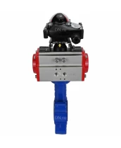 Затвор дисковый поворотный DN.ru WBV1616N-2W-Fb-H Ду50 Ру16 LUG корпус - чугун QT450, диск - чугун QT450, уплотнение - NBR, с пневмоприводом DN.ru PA-DA-065 и БКВ APL-210N