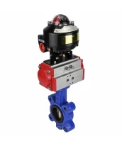 Затвор дисковый поворотный DN.ru WBV1616N-2W-Fb-H Ду50 Ру16 LUG корпус - чугун QT450, диск - чугун QT450, уплотнение - NBR, с пневмоприводом DN.ru PA-DA-065 и БКВ APL-510N EX