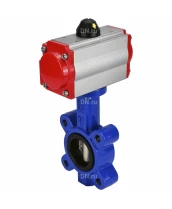 Затвор дисковый поворотный DN.ru WBV1616N-2W-Fb-H Ду50 Ру16 LUG корпус - чугун QT450, диск - чугун QT450, уплотнение - NBR, с пневмоприводом DN.ru PA-DA-065