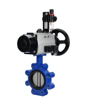 Затвор дисковый поворотный DN.ru WBV1631E-2W-Fb-H Ду125 Ру16 LUG корпус - чугун QT450, диск - нержавеющая сталь 304, уплотнение - EPDM, с пневмоприводом DN.ru PA-DA-105-1, пневмораспределителем 4М310-08 220В NAMUR и БПВ AFC2000