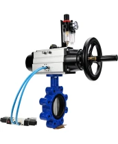 Затвор дисковый поворотный DN.ru WBV1631E-2W-Fb-H Ду125 Ру16 LUG корпус - чугун QT450, диск - нержавеющая сталь 304, уплотнение - EPDM, с пневмоприводом PA-DA-105-1, пневмораспределителем 4V320-10 220В и БПВ AFC2000