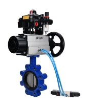 Затвор дисковый поворотный DN.ru WBV1631N-2W-Fb-H Ду125 Ру16 LUG корпус - чугун QT450, диск - нержавеющая сталь 304, уплотнение - NBR, с пневмоприводом PA-DA-105-1, пневмораспределителем 4V320-08 220В, БКВ APL-410N EX и БПВ AFC2000