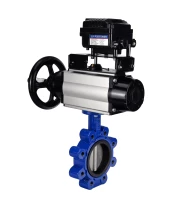 Затвор дисковый поворотный DN.ru WBV1631E-2W-Fb-H Ду125 Ру16 LUG корпус - чугун QT450, диск - нержавеющая сталь 304, уплотнение - EPDM, с пневмоприводом PA-DA-105-1 и позиционером YT-1000RSN без обратной связи