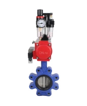 Затвор дисковый поворотный DN.ru WBV1631N-2W-Fb-H Ду80 Ру16 LUG корпус - чугун QT450, диск - нержавеющая сталь 304, уплотнение - NBR, с пневмоприводом DN.ru PA-DA-083, пневмораспределителем 4M310-08 220В и БПВ AFC2000