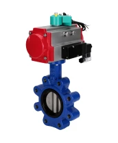 Затвор дисковый поворотный DN.ru WBV1631N-2W-Fb-H Ду150 Ру16 LUG корпус - чугун QT450, диск - нержавеющая сталь 304, уплотнение - NBR, с пневмоприводом PA-DA-105, пневмораспределителем 4M310-08 24В и магнитным переключателем ALS200D