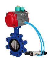 Затвор дисковый поворотный DN.ru WBV1631N-2W-Fb-H Ду100 Ру16 LUG корпус - чугун QT450, диск - нержавеющая сталь 304, уплотнение - NBR, с пневмоприводом PA-DA-083, пневмораспределителем 4V320-08 220В и магнитным переключателем ALS200D