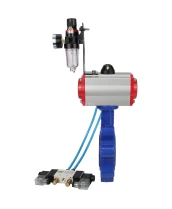 Затвор дисковый поворотный DN.ru WBV1631N-2W-Fb-H Ду125 Ру16 LUG корпус - чугун QT450, диск - нержавеющая сталь 304, уплотнение - NBR, с пневмоприводом DN.ru PA-DA-105, пневмораспределителем 4V320-08 220В и БПВ AFC2000