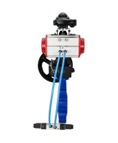 Затвор дисковый поворотный DN.ru WBV1631E-2W-Fb-H Ду100 Ру16 LUG корпус - чугун QT450, диск - нержавеющая сталь 304, уплотнение - EPDM, с пневмоприводом DN.ru PA-DA-083, пневмораспределителем 4V320-08 220В, БКВ APL-210N и редуктором MON2-450-T28-ISO